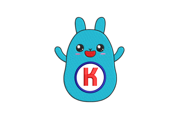Cute Rabbit Letter K: A Whimsical Embroidery Delight