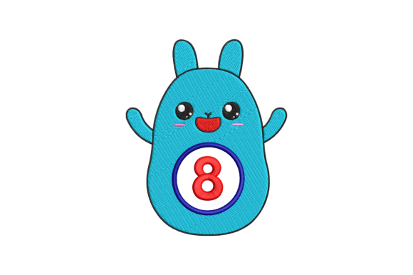 Cute Rabbit Number 8: A Charming Embroidery Design